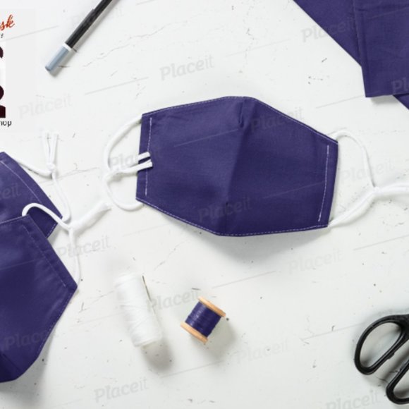 3 Pack Linen Face Masks Black, Navy and White - Picture 3 of 11